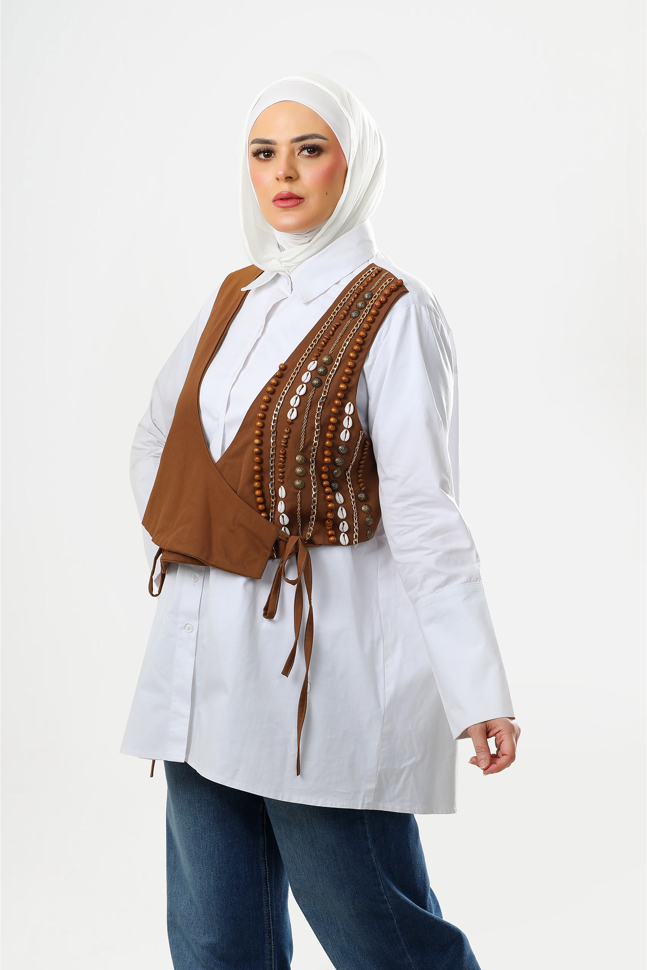 Terracotta Shell-Embroidered Vest