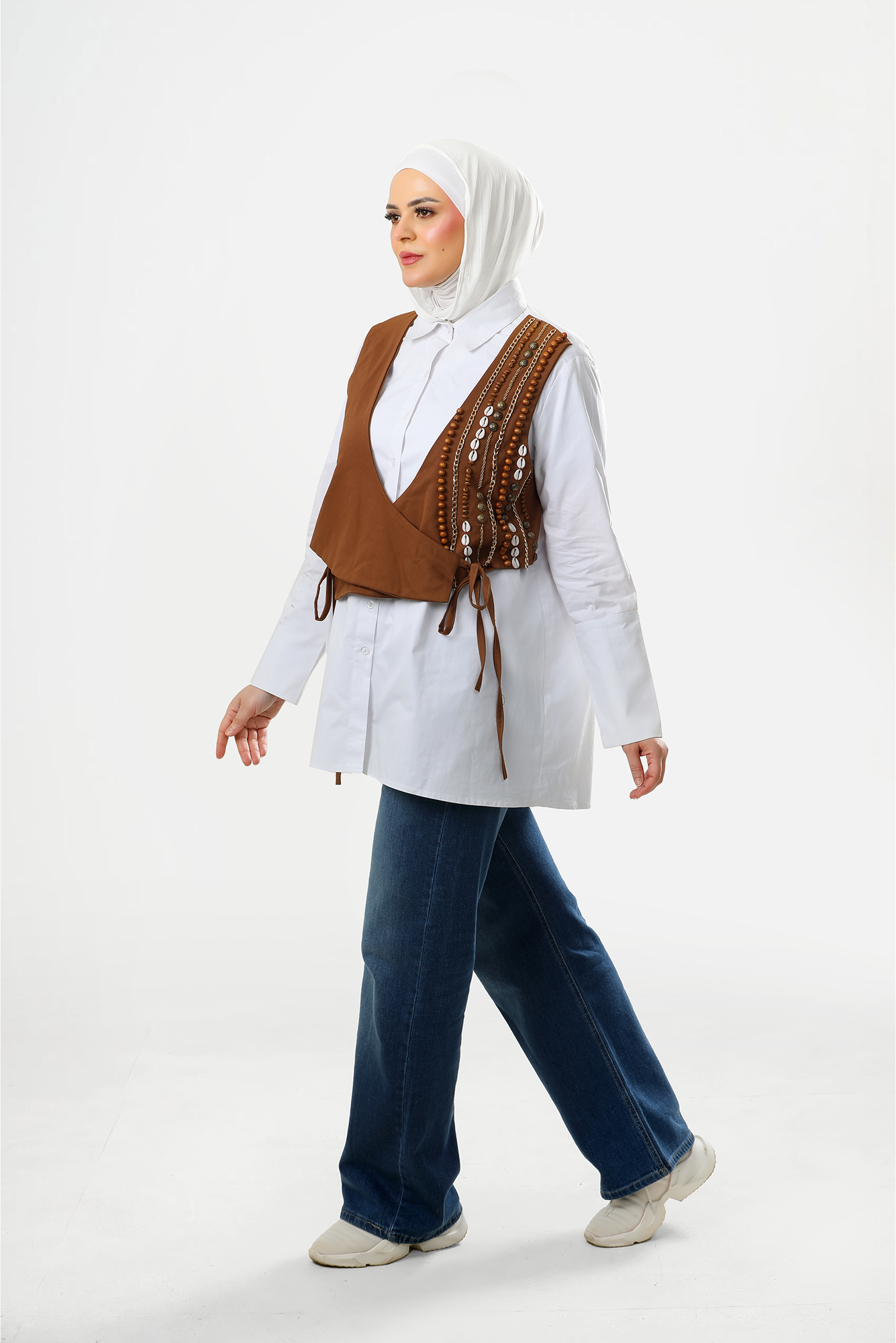 Terracotta Shell-Embroidered Vest