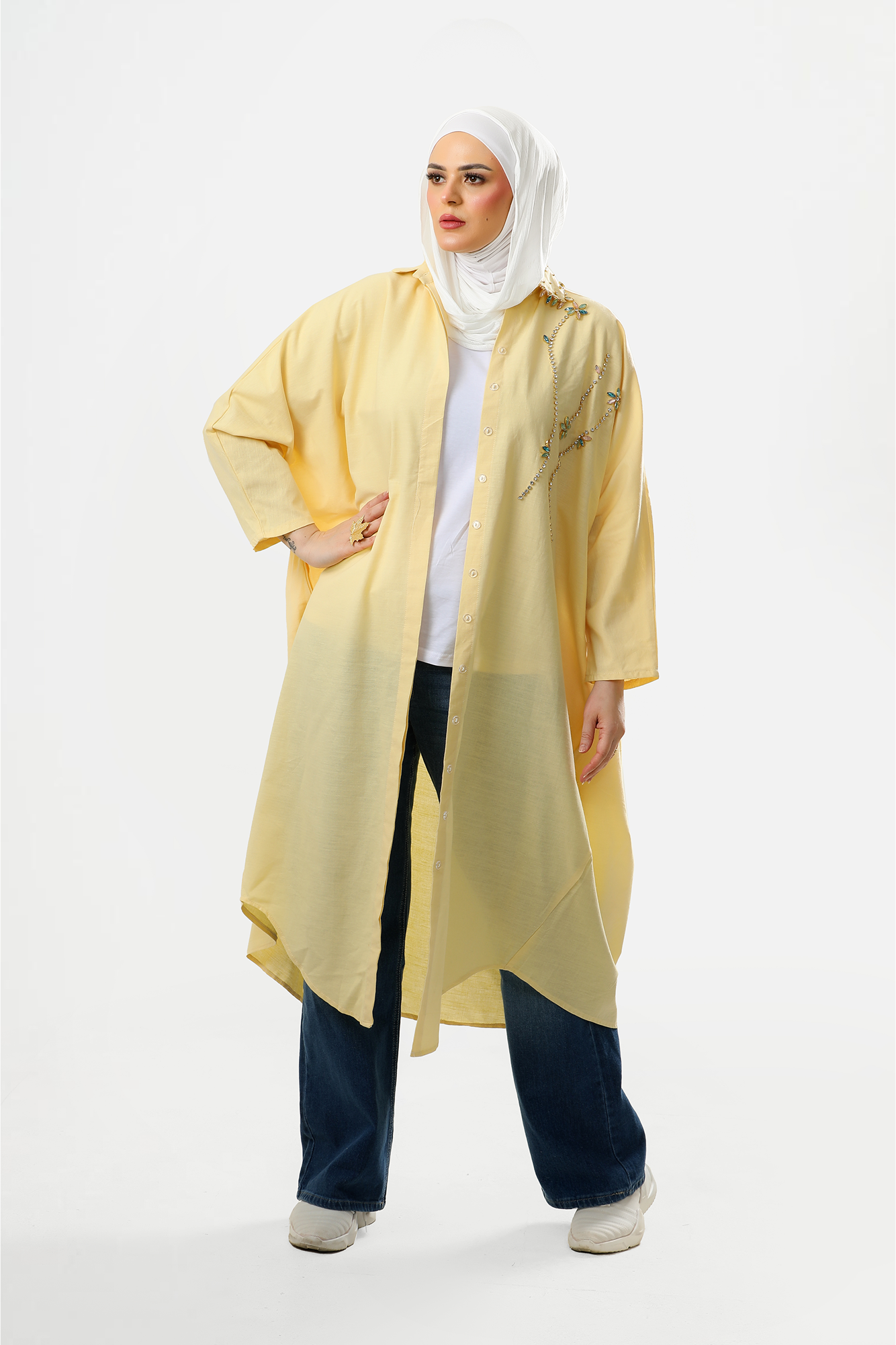 Lemon Sunlight Linen Shirt-Dress