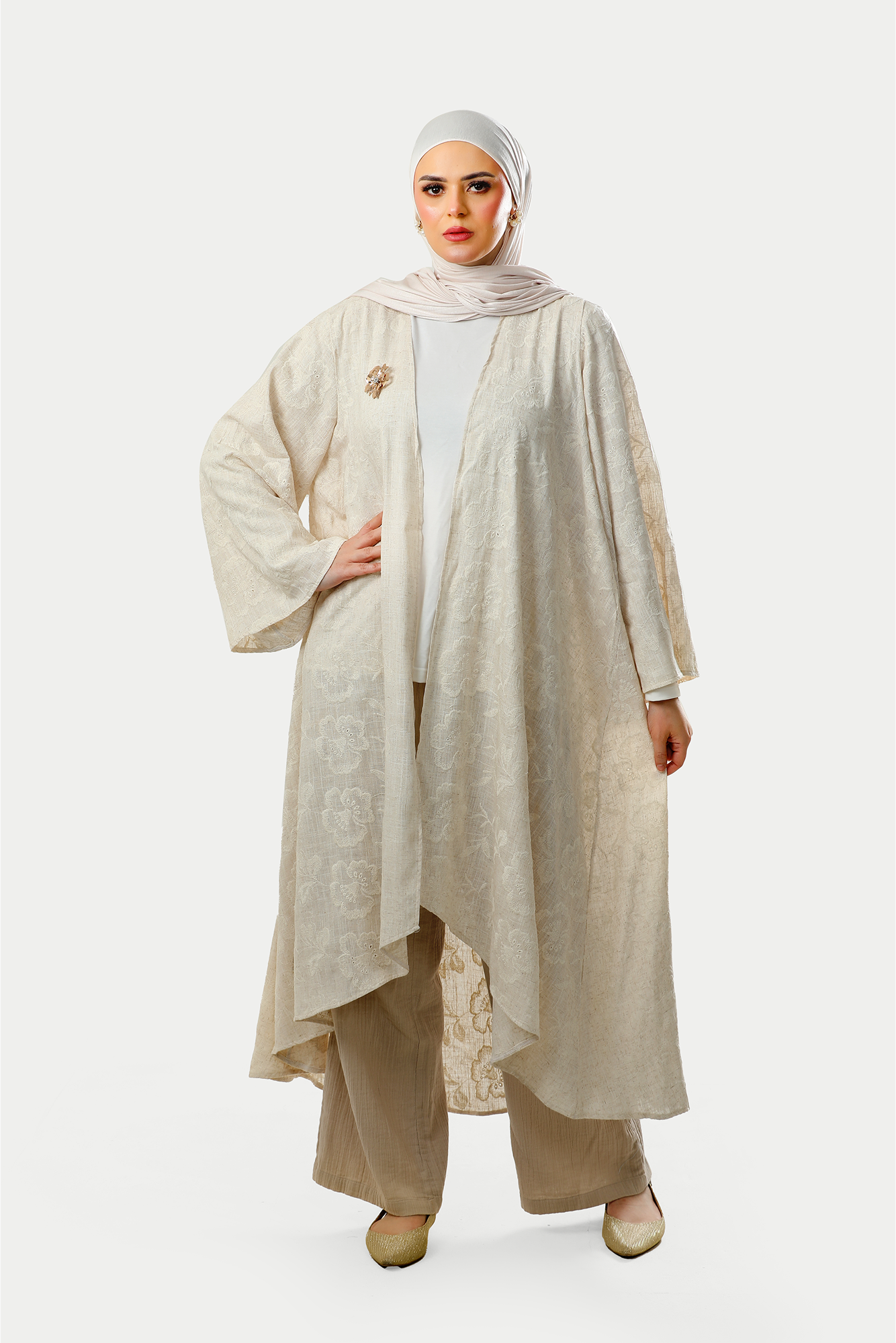 Ivory Bloom Textured Kimono