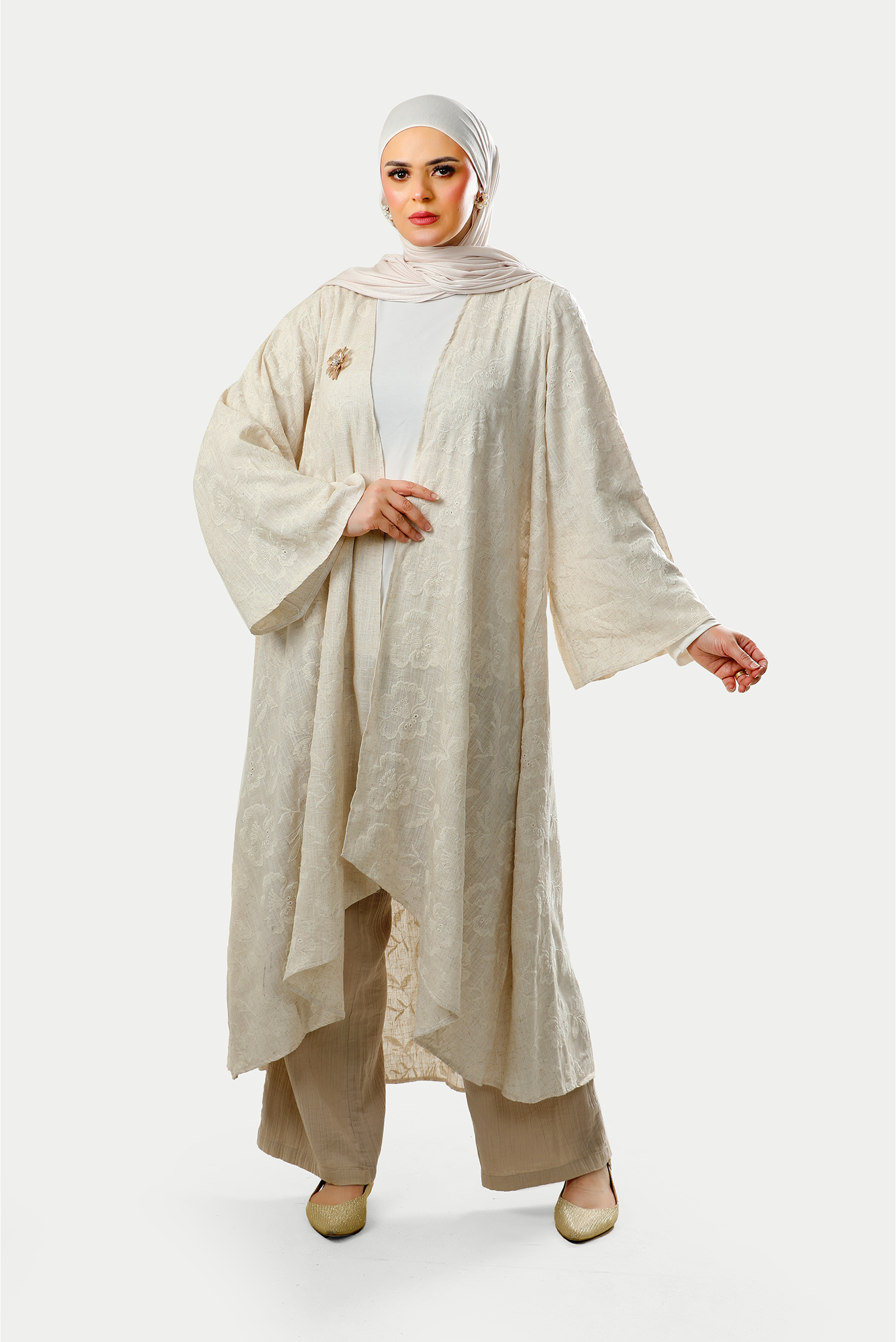 Ivory Bloom Textured Kimono