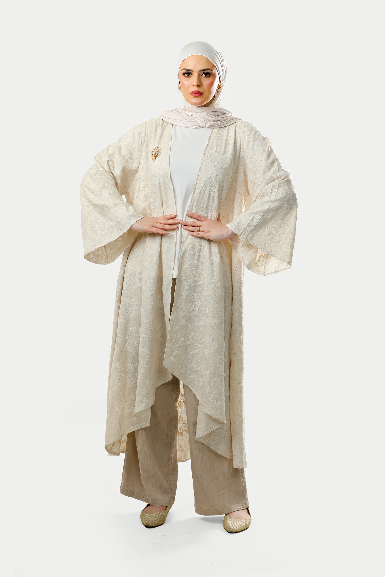 Ivory Bloom Textured Kimono