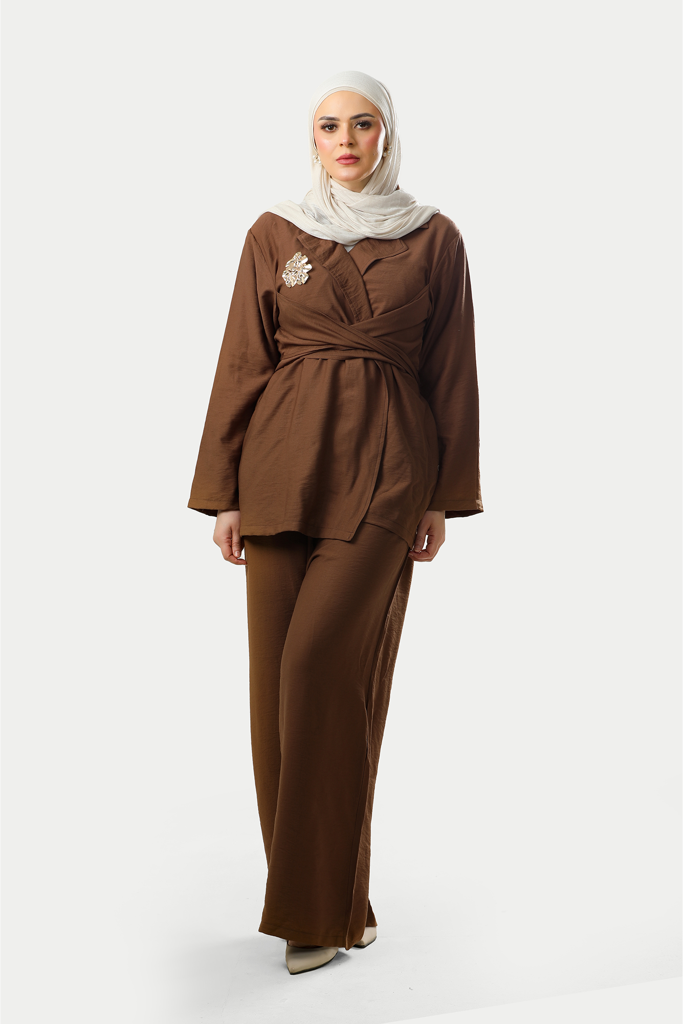 Cocoa Wrap-Top Co-Ord Set
