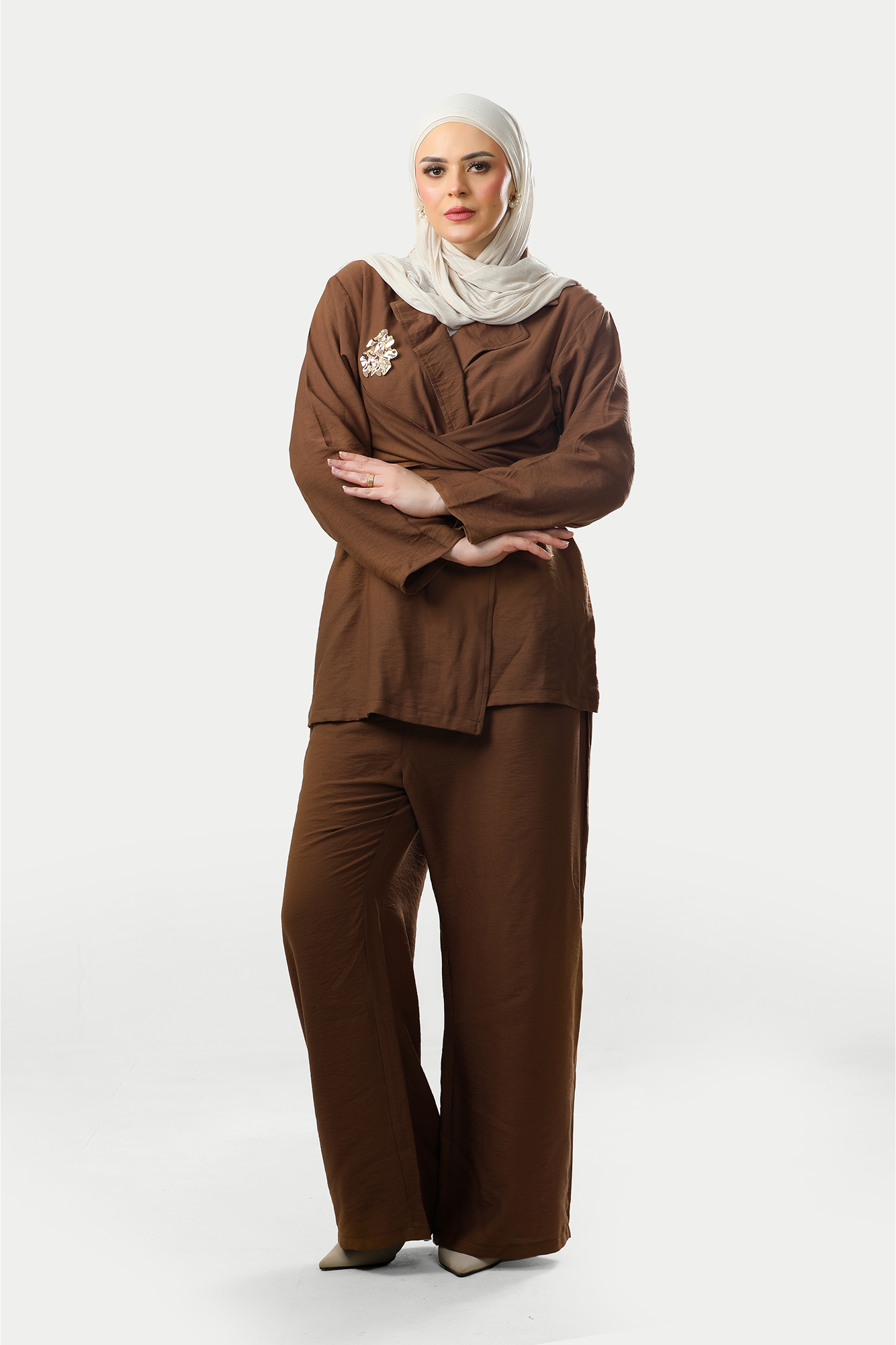 Cocoa Wrap-Top Co-Ord Set