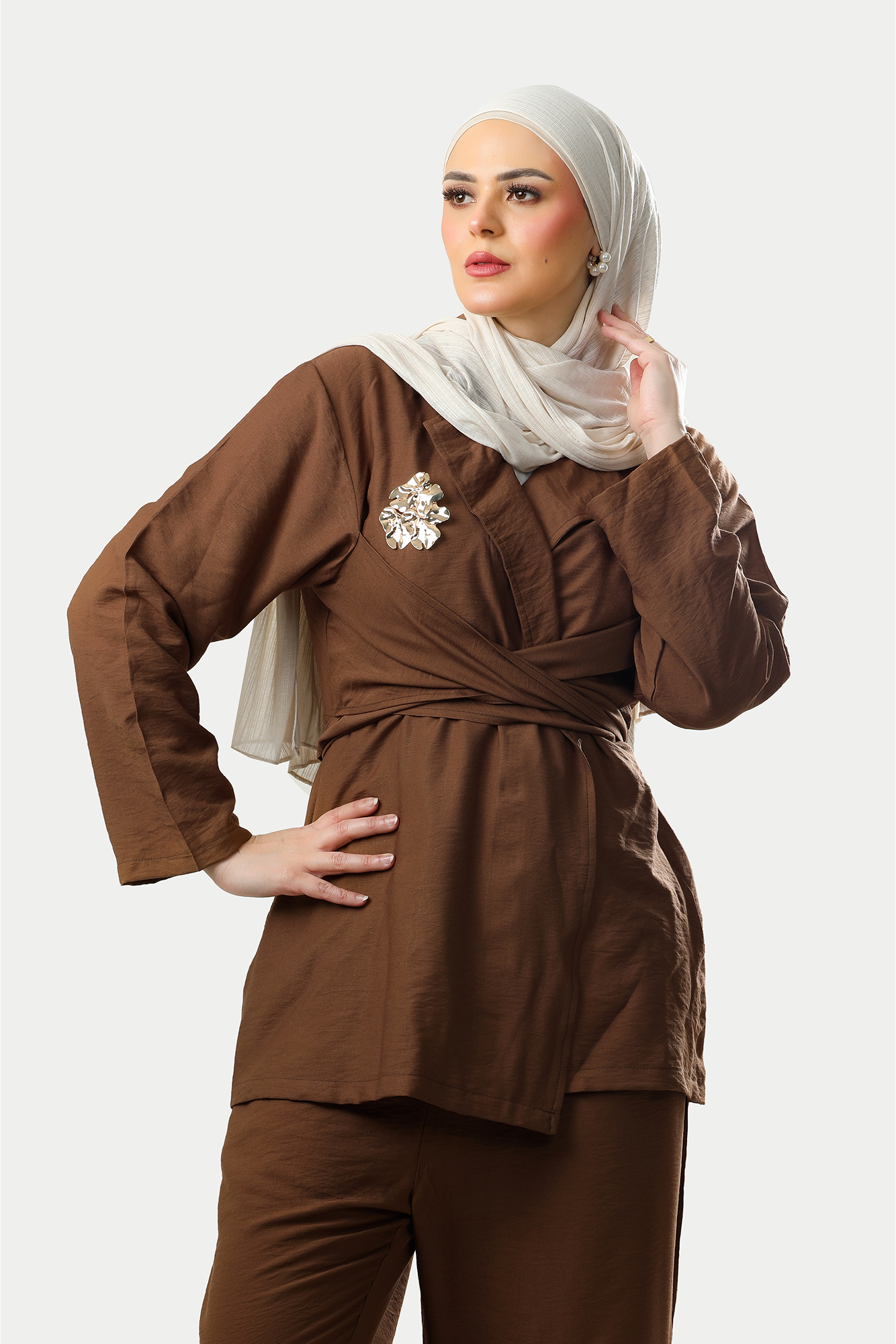 Cocoa Wrap-Top Co-Ord Set