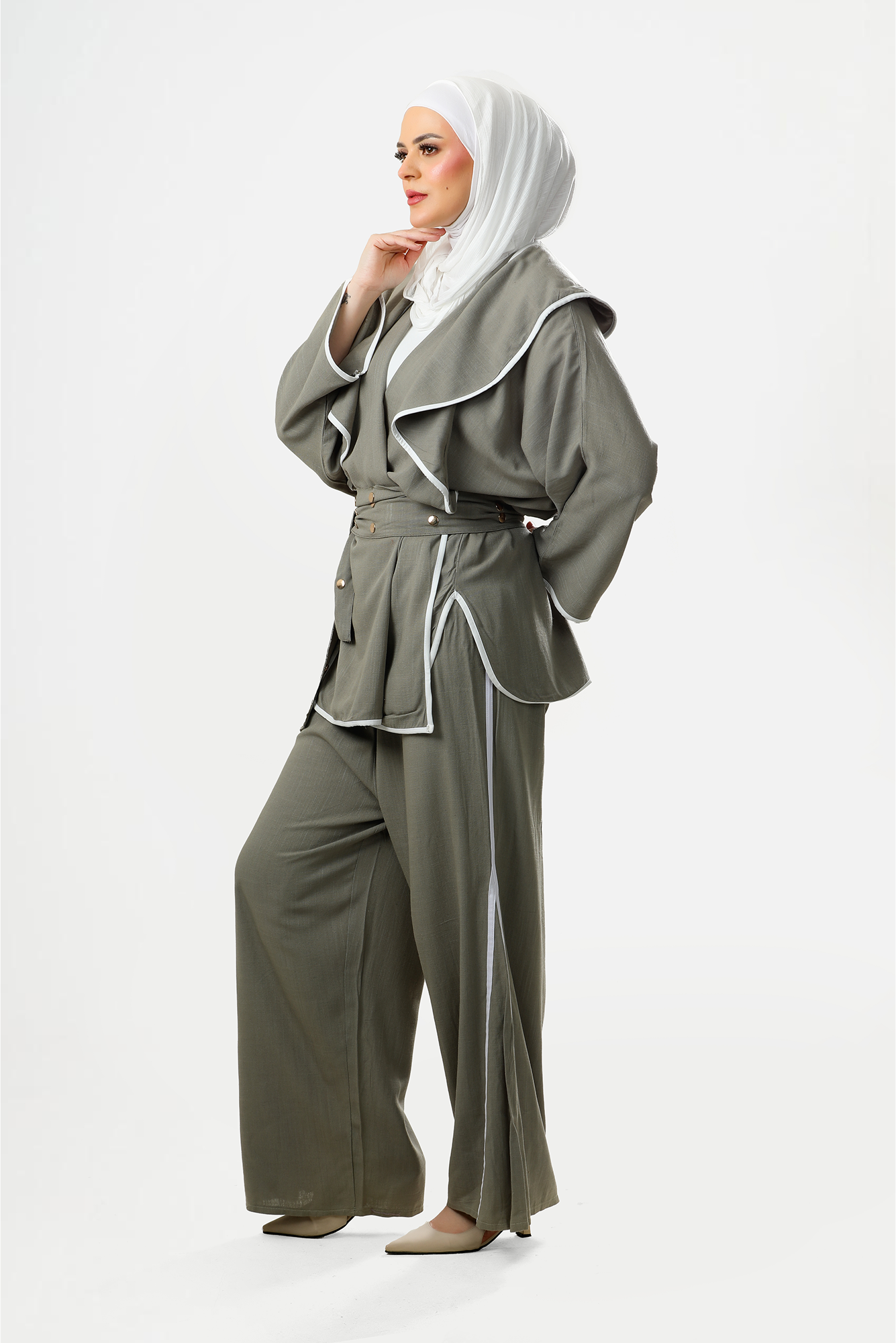 Dark green stripped set