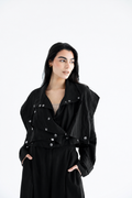 Layered modest set in linen blend – Black