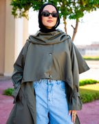 Waterproof Gabardine Trench Coat - Olive