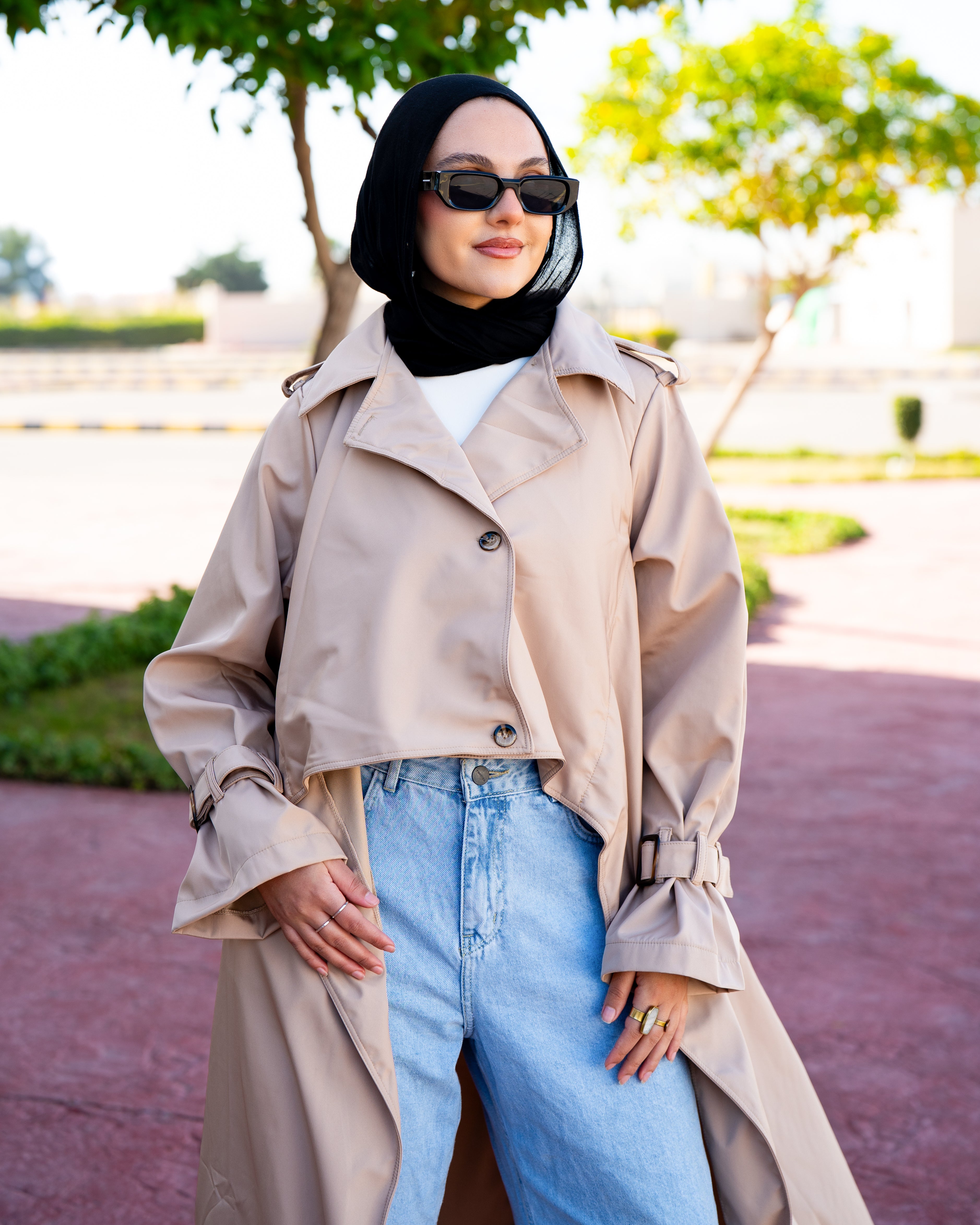 Waterproof Gabardine Trench Coat - Beige