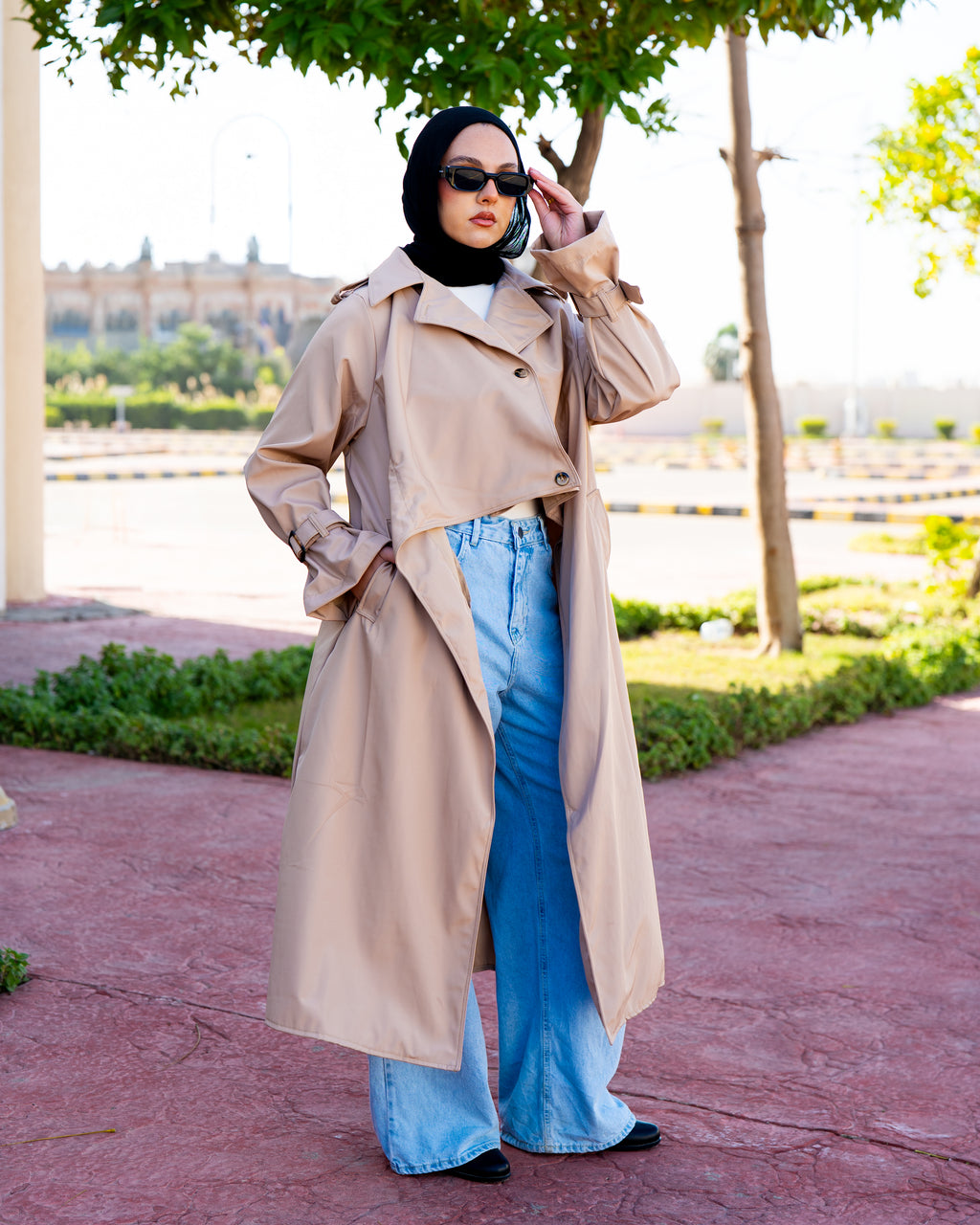 Waterproof Gabardine Trench Coat - Beige