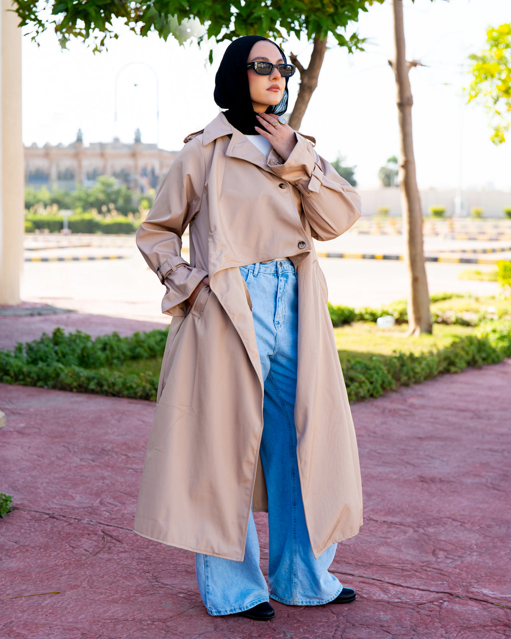 Waterproof Gabardine Trench Coat - Beige