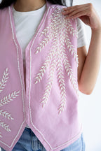 Floral vest in structured cotton - Candy Pink