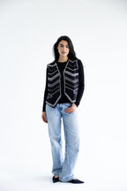 Chevron-studded vest in structured cotton - Black