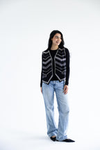 Chevron-studded vest in structured cotton - Black