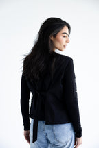 Chevron-studded vest in structured cotton - Black