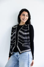 Chevron-studded vest in structured cotton - Black