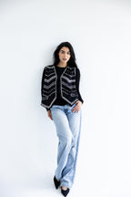Chevron-studded vest in structured cotton - Black