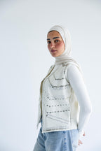 Chevron-studded vest in structured cotton - White