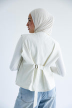 Chevron-studded vest in structured cotton - White