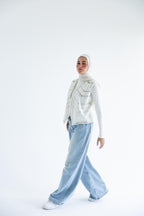 Chevron-studded vest in structured cotton - White