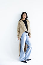 High-low trench shirt in cotton - Beige