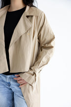High-low trench shirt in cotton - Beige