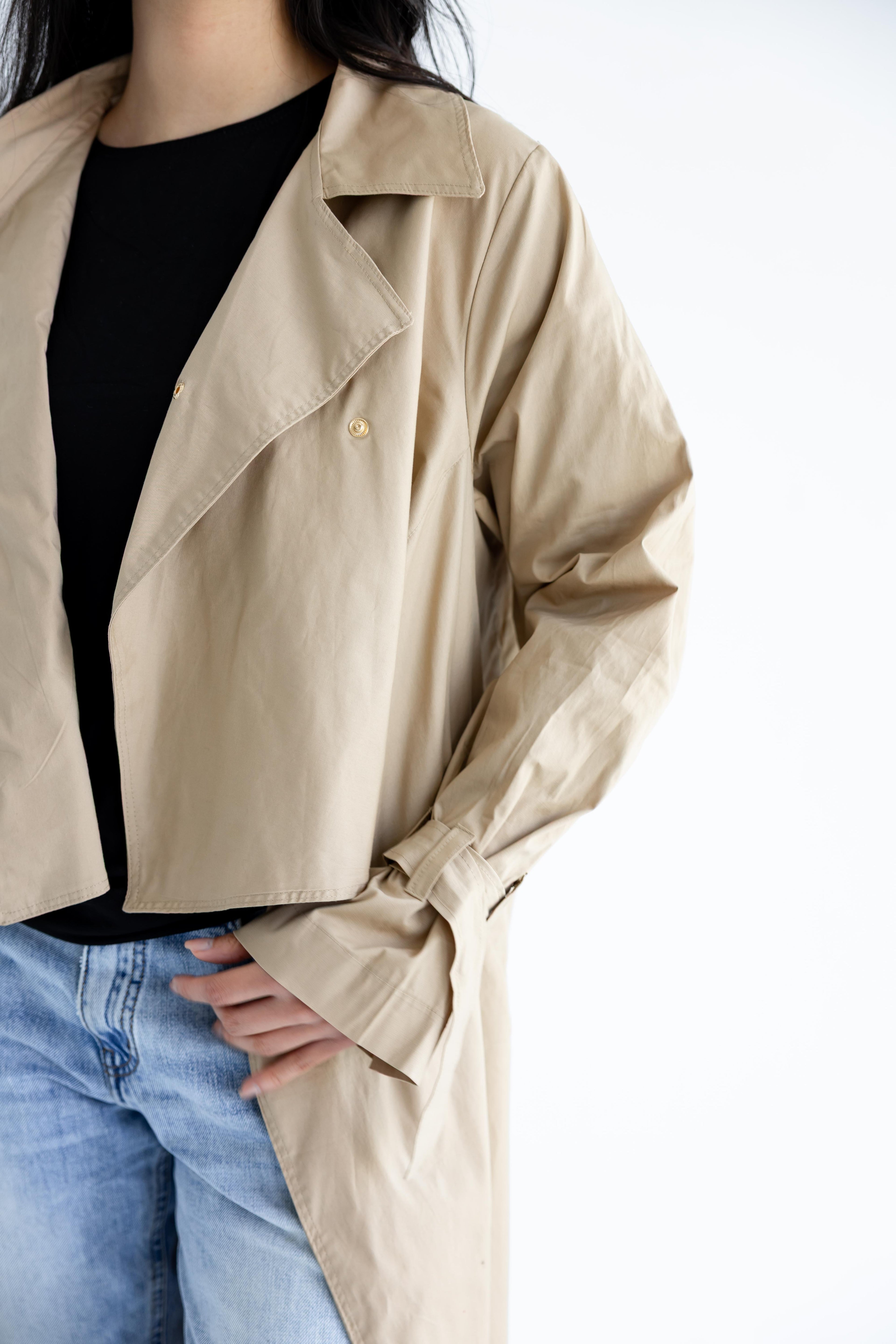 High-low trench shirt in cotton - Beige