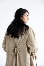 High-low trench shirt in cotton - Beige