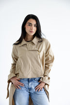 High-low trench shirt in cotton - Beige