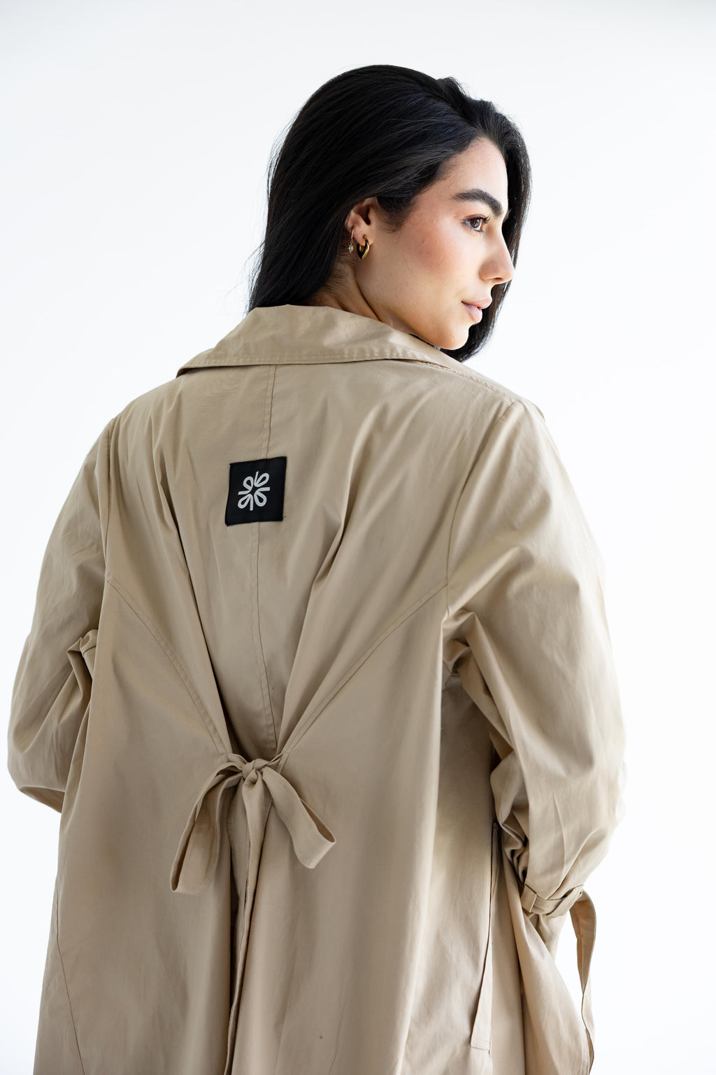 High-low trench shirt in cotton - Beige