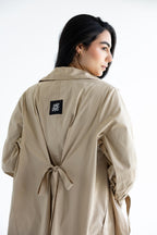 High-low trench shirt in cotton - Beige