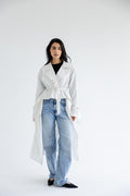 High-low trench shirt in cotton - white