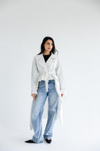 High-low trench shirt in cotton - white