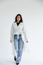 High-low trench shirt in cotton - white