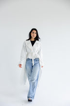 High-low trench shirt in cotton - white