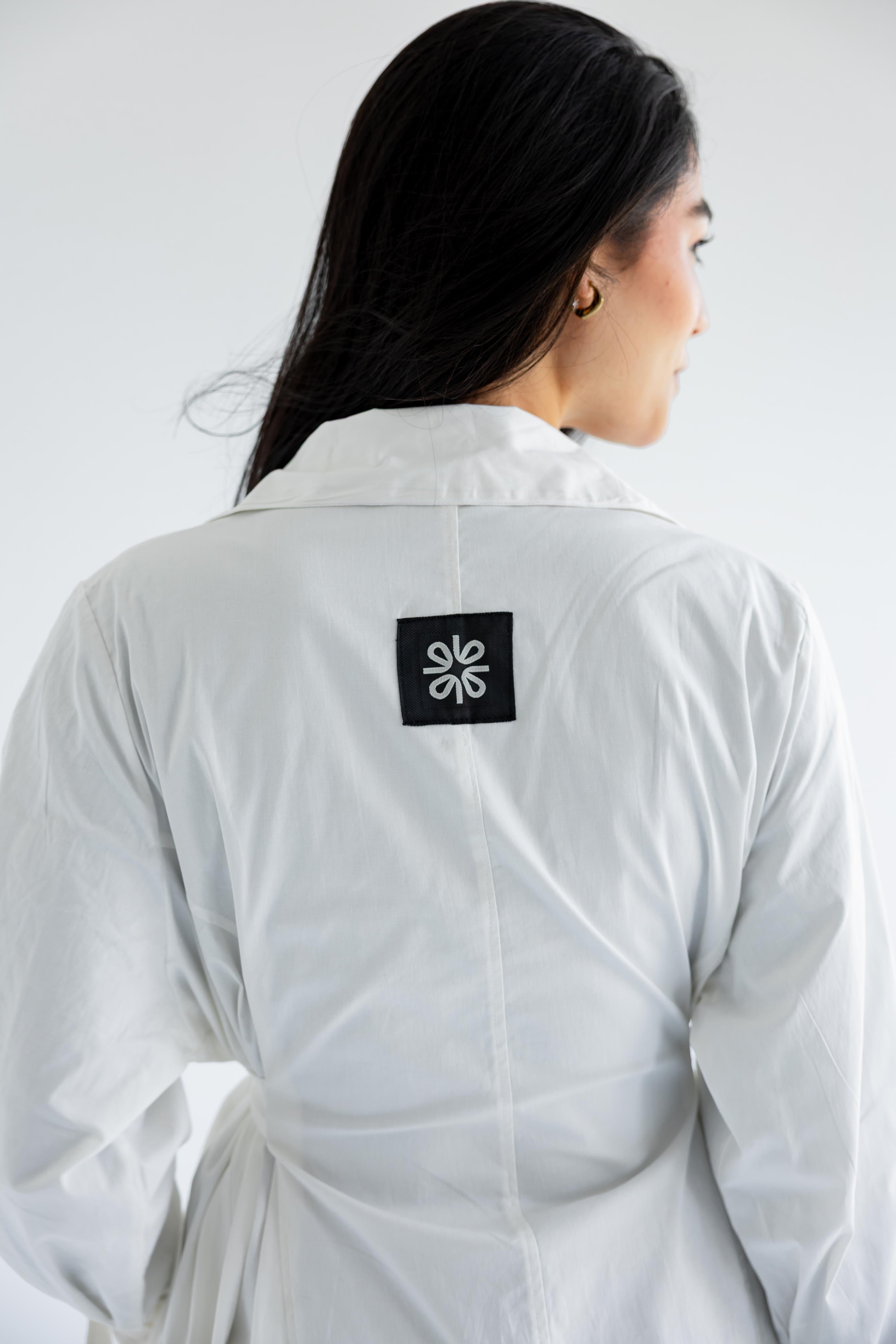 High-low trench shirt in cotton - white