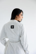 High-low trench shirt in cotton - white