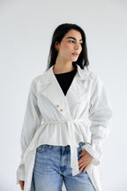 High-low trench shirt in cotton - white