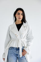 High-low trench shirt in cotton - white