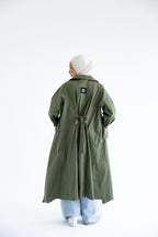High-low trench shirt in cotton - Olive Green
