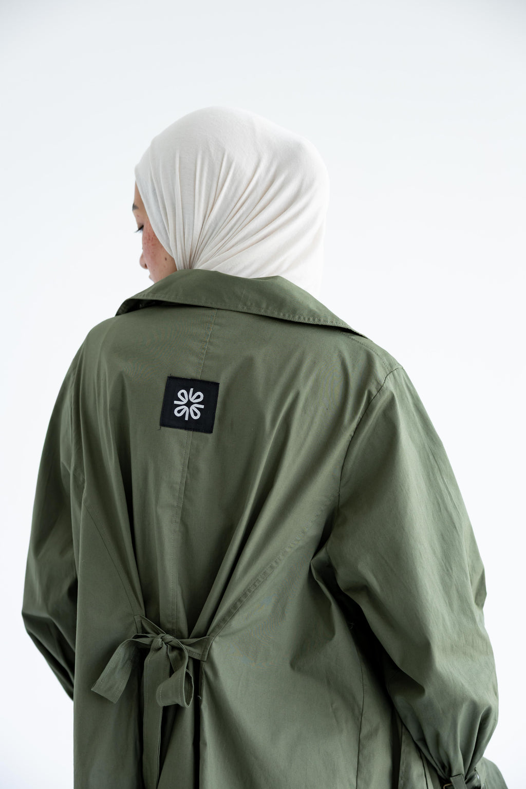 High-low trench shirt in cotton - Olive Green