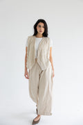 Palm-embroidered set in cotton - Beige