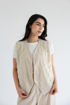 Palm-embroidered set in cotton - Beige