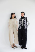 Palm-embroidered set in cotton - Black