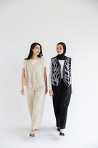 Palm-embroidered set in cotton - Black