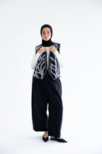 Palm-embroidered set in cotton - Black