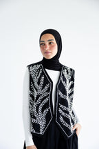 Palm-embroidered set in cotton - Black