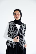 Palm-embroidered set in cotton - Black