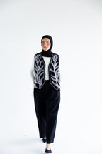 Palm-embroidered set in cotton - Black
