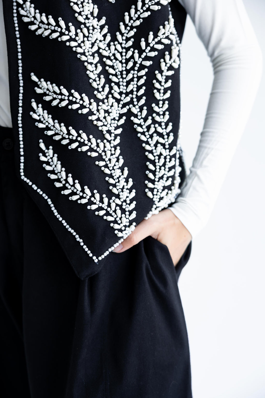 Palm-embroidered set in cotton - Black